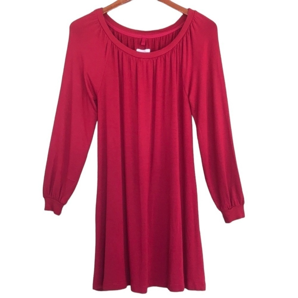 Lou & Grey Knit Shift Dress Long Sleeve Soft Stretch Scoop Neck Size XS